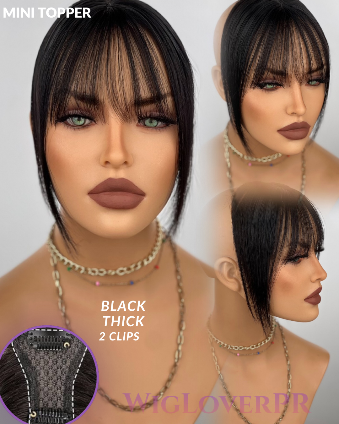 MINI TOPPER BANG/ POLLINA DE ENCAJE (2 CLIPS)
