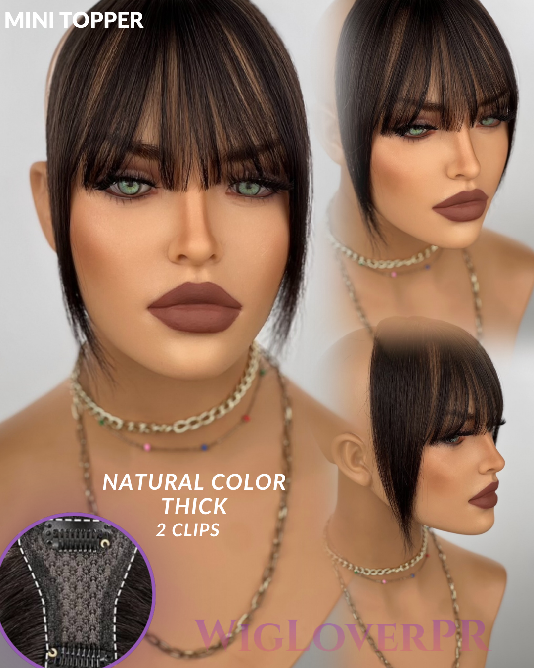 MINI TOPPER BANG/ POLLINA DE ENCAJE (2 CLIPS)