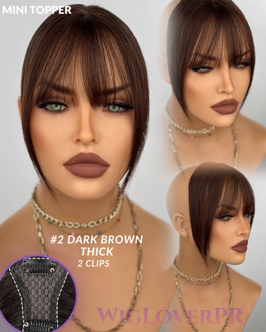 MINI TOPPER BANG/ POLLINA DE ENCAJE (2 CLIPS)