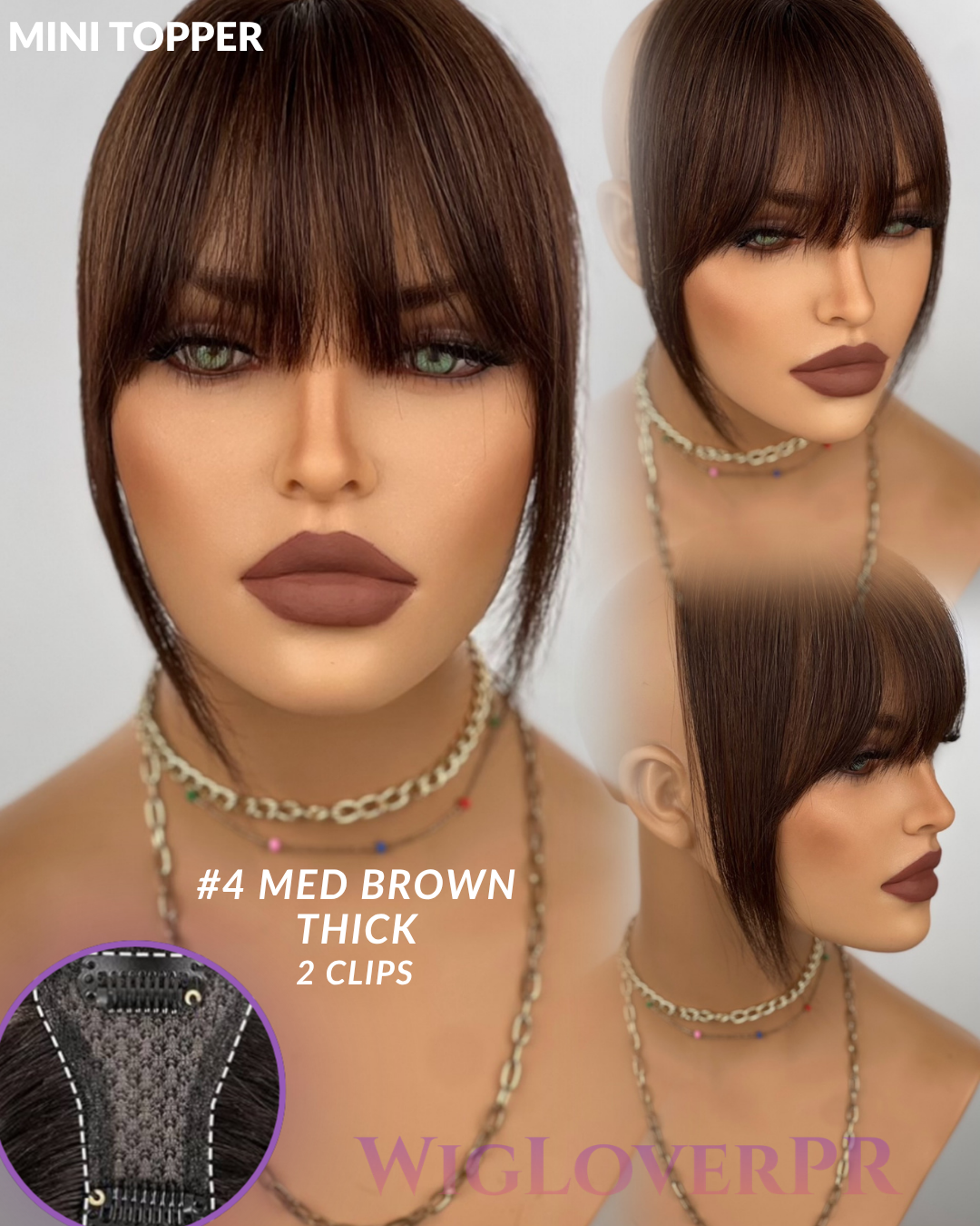MINI TOPPER BANG/ POLLINA DE ENCAJE (2 CLIPS)
