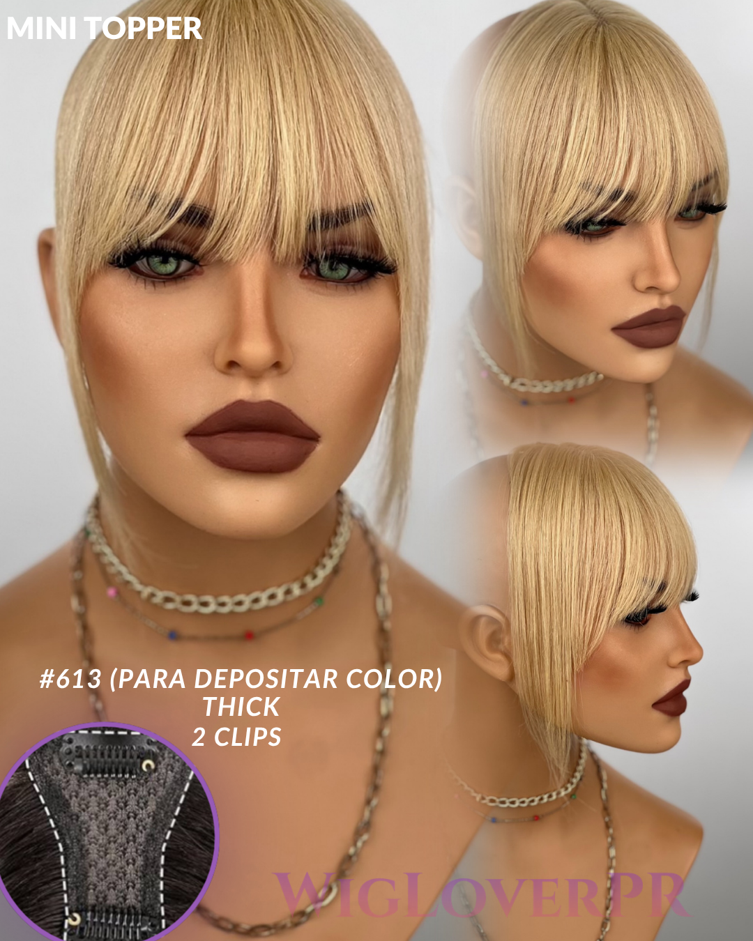 MINI TOPPER BANG/ POLLINA DE ENCAJE (2 CLIPS)
