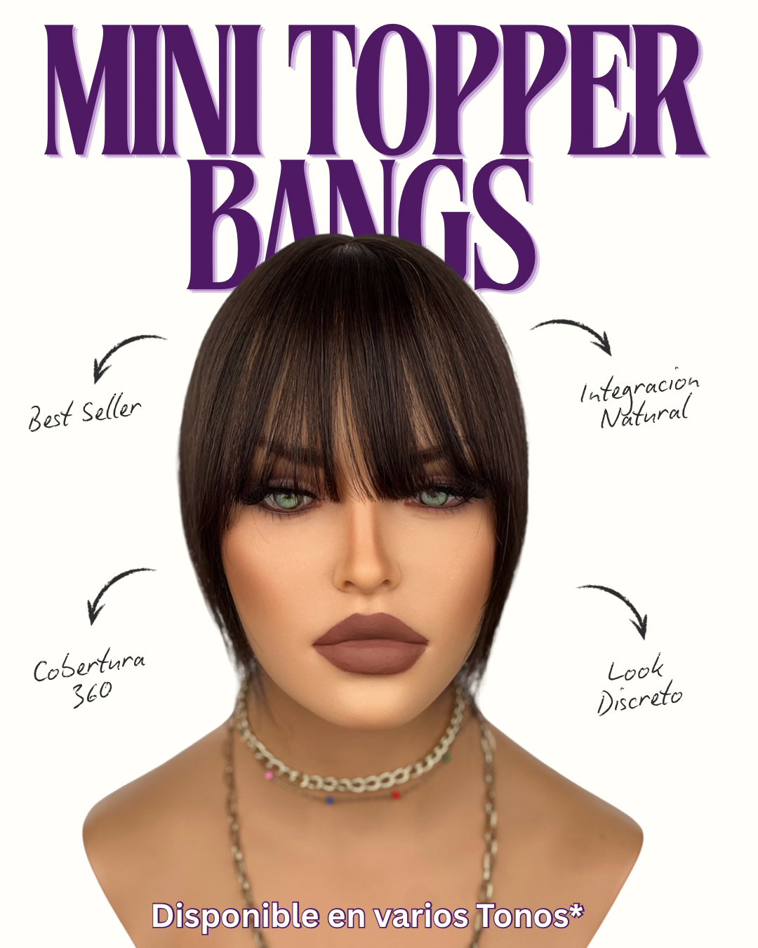 MINI TOPPER BANG/ POLLINA DE ENCAJE (2 CLIPS)